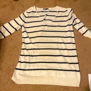Gap Vneck striped sweater white w navy stripes. XS runs a tad big.